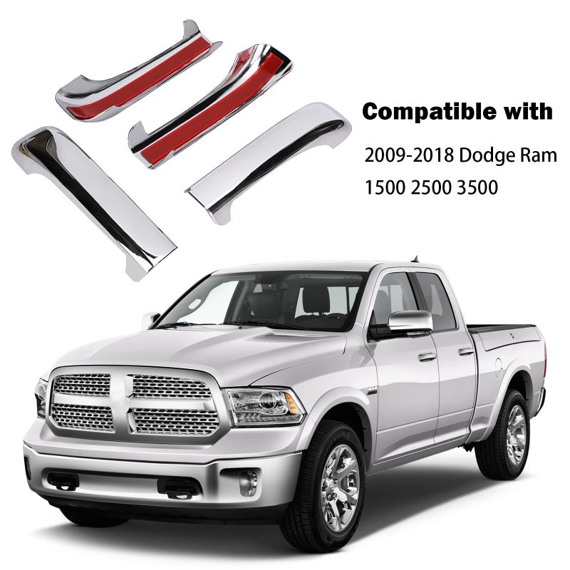 Tutor Auto Chrome Door Handle Covers Compatible with 2009-2018 Dodge Ram 1500 2500 3500 - Handle-Exterior Door - Image 2